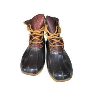 Sperry Top-Sider Brown Rubber Leather Lace Zip Duck Boots Sz 6 M Style STS91176